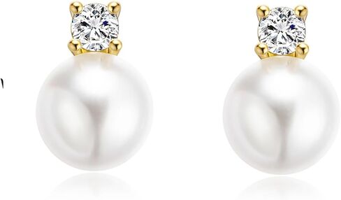 أقراط ذهبية للنساء، حلق لؤلؤ عصري أقراط لؤلؤ مطلية بالذهب عيار 14 قيراط in Kuwait