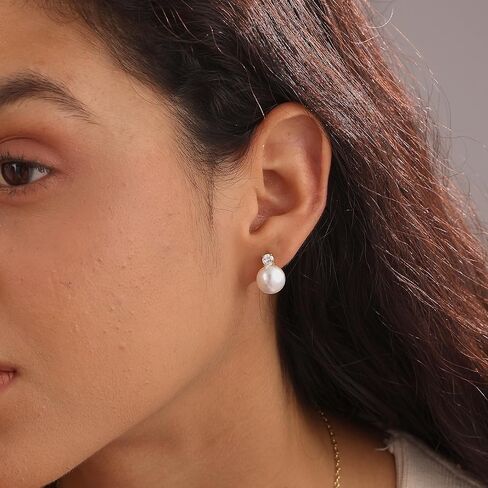 أقراط ذهبية للنساء، حلق لؤلؤ عصري أقراط لؤلؤ مطلية بالذهب عيار 14 قيراط in Kuwait