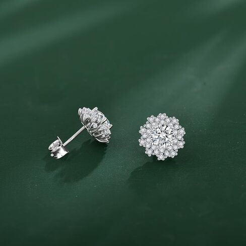 Round Cut Moissanite Stud Earrings 925 Sterling Silver Cut Moissanite D Color VVS1 Anniversary Birthday Earrings Jewelry Gift for Women Girlfriend in Saudi Arabia