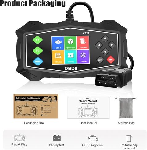 OBD2 Scanner Diagnostic Code Reader,Automotive OBD II Engine Light,Battery Tester,Mode 6, Mode 8 & I/M Readiness,OBDII Scan Tool for All OBDII Cars 1996+(OBDIIBlack) in Saudi Arabia