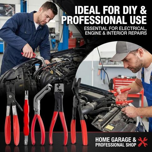 Automotive Disconnect Tool System, 5-Piece Professional Electrical Connector & Hose Clamp Pliers Set for Sensor Plug, Trim Clip Removal Tools, Plug Release & Wire Terminal Remover for Auto Repair in Saudi Arabia