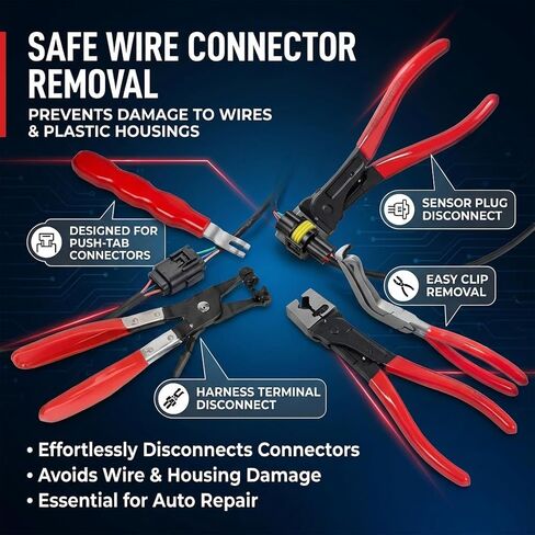 Automotive Disconnect Tool System, 5-Piece Professional Electrical Connector & Hose Clamp Pliers Set for Sensor Plug, Trim Clip Removal Tools, Plug Release & Wire Terminal Remover for Auto Repair in Saudi Arabia