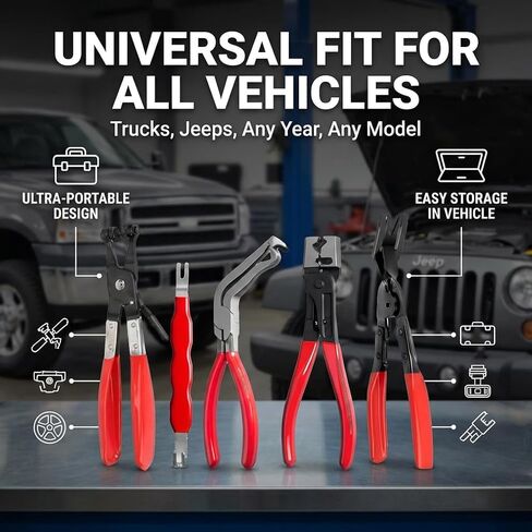 Automotive Disconnect Tool System, 5-Piece Professional Electrical Connector & Hose Clamp Pliers Set for Sensor Plug, Trim Clip Removal Tools, Plug Release & Wire Terminal Remover for Auto Repair in Saudi Arabia