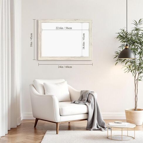 4 أفكار للمسح الجاف، 24 × 18 بوصة سبورة بيضاء مغناطيسية بيضاء عتيقة إطار خشبي مزخرف لوحة بيضاء مثبتة على الحائط للمدرسة والمكتب والمنزل، 8 مغناطيسات 4 علامات 1 ممحاة in Kuwait