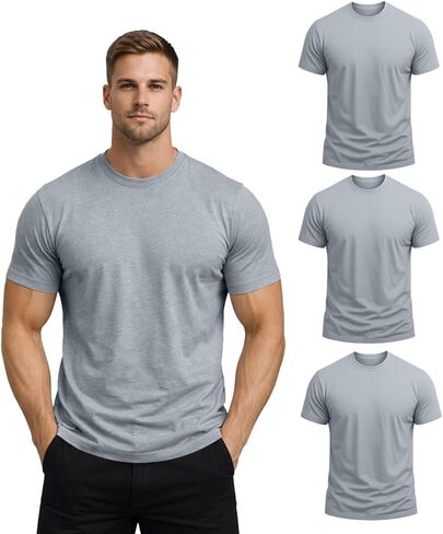 Men’s 100% Cotton Half Sleeve Crew Neck T-Shirts, Multi-Color Everyday Basics Soft & Casual Tees (Pack of 3) in Saudi Arabia