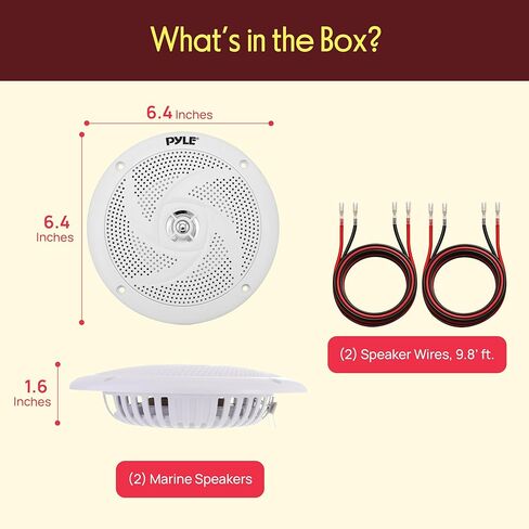 Pyle Marine Speakers - 5.25 Inch 2 Way Waterproof and Weather Resistant Outdoor Audio Stereo Sound System with 180 Watt Power and Low Profile Slim Style - 1 Pair - PLMRS5W (White) in Kuwait