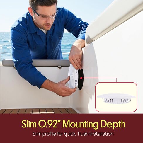 Pyle Marine Speakers - 5.25 Inch 2 Way Waterproof and Weather Resistant Outdoor Audio Stereo Sound System with 180 Watt Power and Low Profile Slim Style - 1 Pair - PLMRS5W (White) in Kuwait