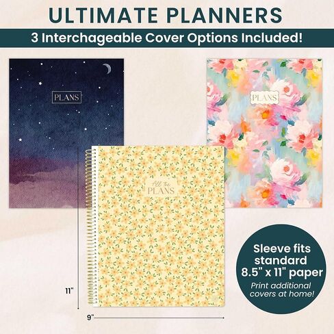 bloom daily planners All in One Ultimate Monthly & Weekly Undated Calendar Planner V2, Notebook, Sketch Book, Grid Pages, Coloring Book and More! 9" x 11" - Interchangeable Cover in Saudi Arabia