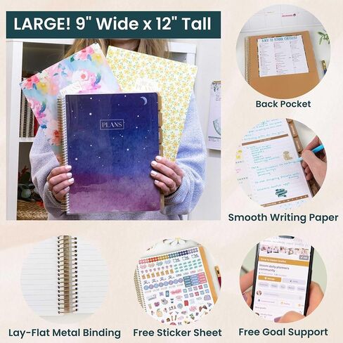 bloom daily planners All in One Ultimate Monthly & Weekly Undated Calendar Planner V2, Notebook, Sketch Book, Grid Pages, Coloring Book and More! 9" x 11" - Interchangeable Cover in Saudi Arabia
