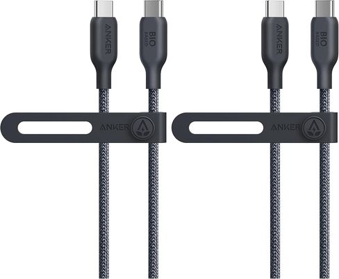 Anker USB C to C Cable (240W, 3 ft), Bio-Braided Fast Charge Cable for iPhone 15/15 Pro, MacBook Pro 2020, iPad Pro 2020, iPad Air 4, Samsung Galaxy S23+/S23 Ultra,(Phantom Black) in Kuwait