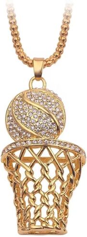 الهيب هوب شخصية العصرية الرجال قلادة الكريستال الكامل الحروف المباركة الحظ قلادة ذهبية الهيب هوب روك بندقية كرة السلة قلادة للأولاد في سن المراهقة in Kuwait