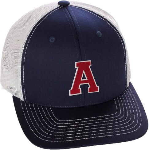 Structured Trucker Mesh Hat Custom Colors Letter A Initial Baseball Mid Profile in Kuwait