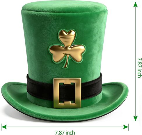 St. Patrick's Day Leprechaun Hat with Beard, Green Top Hat Costume Accessory Set with Shamrock and Buckle in Saudi Arabia