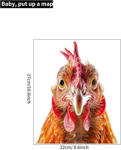 Funny Chicken Window Decals 11.8" x 11.8" Animal Rooster Head Wall Stickers Glass Clings Peel and Stick Film Living Room Bedroom Glass Door Decor in Saudi Arabia