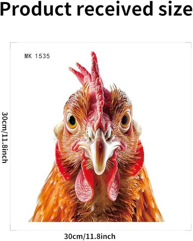 Funny Chicken Window Decals 11.8" x 11.8" Animal Rooster Head Wall Stickers Glass Clings Peel and Stick Film Living Room Bedroom Glass Door Decor in Saudi Arabia