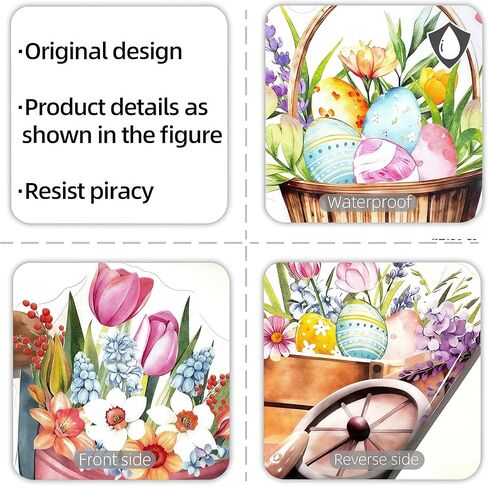 9 Sheets Large Easter Window Clings for Glass Windows Double Sided Happy Easter Window Stickers Decals Bunny Eggs Flowers Butterfly for Spring Party Decor (Happy Easter) in Saudi Arabia