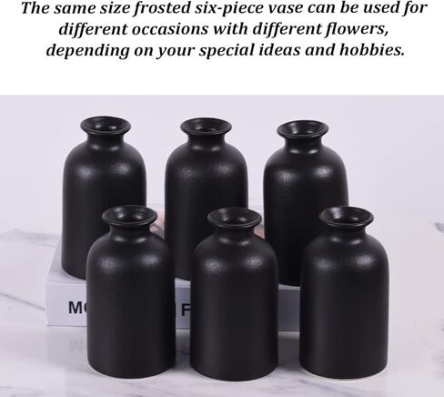 6 Pack Matte Black Ceramic Bud Vases – 5" Modern Boho Mini Vases for Flowers, Pampas Grass, or Dried Stems – Small Rustic Centerpieces for Home Decor, Wedding Table, and Party Displays in Saudi Arabia
