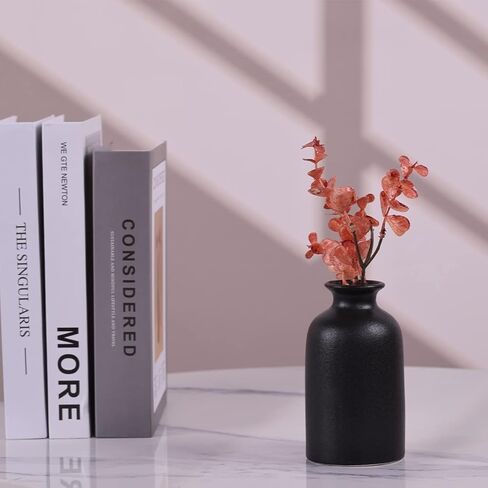 6 Pack Matte Black Ceramic Bud Vases – 5" Modern Boho Mini Vases for Flowers, Pampas Grass, or Dried Stems – Small Rustic Centerpieces for Home Decor, Wedding Table, and Party Displays in Saudi Arabia