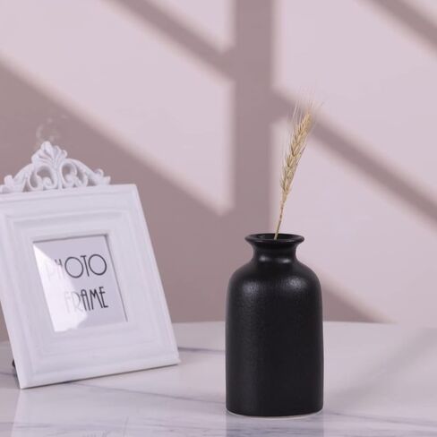 6 Pack Matte Black Ceramic Bud Vases – 5" Modern Boho Mini Vases for Flowers, Pampas Grass, or Dried Stems – Small Rustic Centerpieces for Home Decor, Wedding Table, and Party Displays in Saudi Arabia