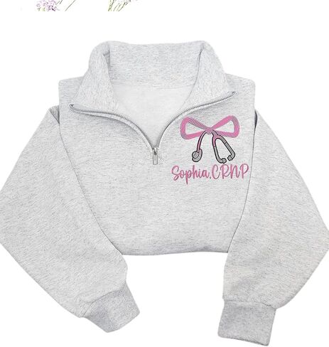 Custom Embroidered CRNP Quarter Zip Sweatshirt – Personalized Certified Registered Nurse Practitioner Pullover – Nursing Apparel – Graduation Gift 2025 – Healthcare Worker Appreciation Clothing in Kuwait