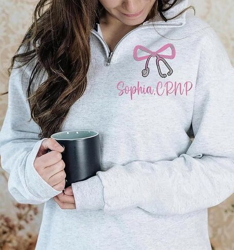 Custom Embroidered CRNP Quarter Zip Sweatshirt – Personalized Certified Registered Nurse Practitioner Pullover – Nursing Apparel – Graduation Gift 2025 – Healthcare Worker Appreciation Clothing in Kuwait