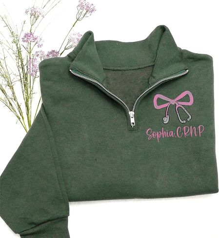 Custom Embroidered CRNP Quarter Zip Sweatshirt – Personalized Certified Registered Nurse Practitioner Pullover – Nursing Apparel – Graduation Gift 2025 – Healthcare Worker Appreciation Clothing in Kuwait