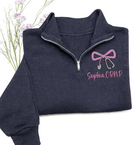 Custom Embroidered CRNP Quarter Zip Sweatshirt – Personalized Certified Registered Nurse Practitioner Pullover – Nursing Apparel – Graduation Gift 2025 – Healthcare Worker Appreciation Clothing in Kuwait