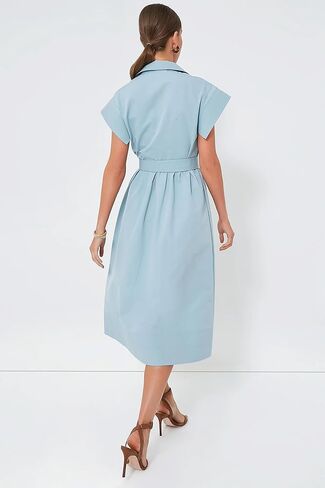 Womens Turn Down Collar Shirt Dress Short Wing Sleeve Button Down Dress Trench Coat Formal Elegant Dress with Belt in Saudi Arabia