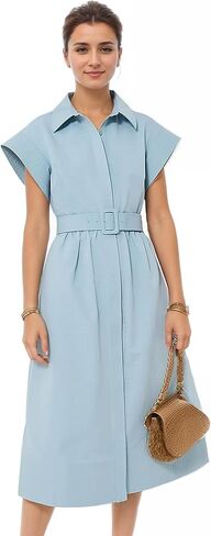 Womens Turn Down Collar Shirt Dress Short Wing Sleeve Button Down Dress Trench Coat Formal Elegant Dress with Belt in Saudi Arabia