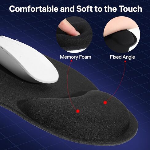 8 Packs Gel Memory Foam Mouse Pad with Non-Slip Base, Ergonomic Mouse Pad with Wrist Support, Portable Comfortable Mousepad for Computer, Laptop, Gaming, Office, Home, Black in Kuwait