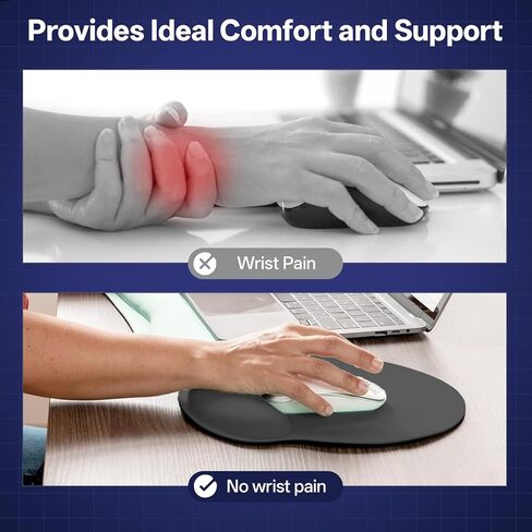 8 Packs Gel Memory Foam Mouse Pad with Non-Slip Base, Ergonomic Mouse Pad with Wrist Support, Portable Comfortable Mousepad for Computer, Laptop, Gaming, Office, Home, Black in Kuwait
