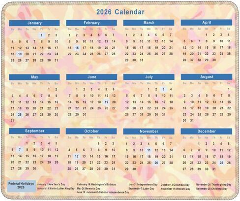 2026 Calendar Mouse Pad Mousemat Mousepads with Stitched Edges, Mouse Pads for Computers, Laptop, PC, Office, Orange in Kuwait