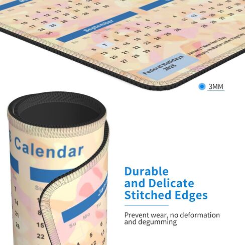 2026 Calendar Mouse Pad Mousemat Mousepads with Stitched Edges, Mouse Pads for Computers, Laptop, PC, Office, Orange in Kuwait