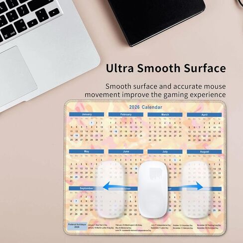 2026 Calendar Mouse Pad Mousemat Mousepads with Stitched Edges, Mouse Pads for Computers, Laptop, PC, Office, Orange in Kuwait