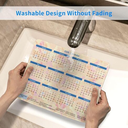 2026 Calendar Mouse Pad Mousemat Mousepads with Stitched Edges, Mouse Pads for Computers, Laptop, PC, Office, Orange in Kuwait