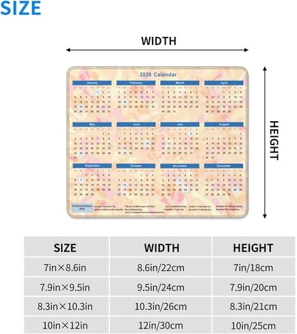 2026 Calendar Mouse Pad Mousemat Mousepads with Stitched Edges, Mouse Pads for Computers, Laptop, PC, Office, Orange in Kuwait