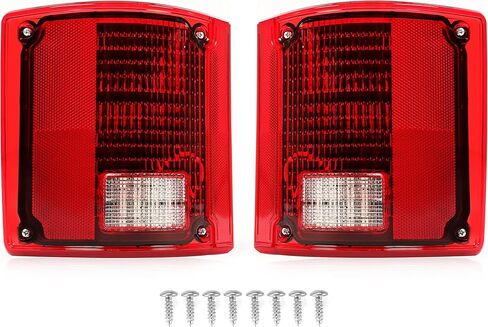 HECASA LED الذيل ضوء متوافق مع 1975-1986 تشيفي شيفروليه C10 الذيل مصباح عدسة حمراء بلاستيكية ث / LED ضوء واستبدال زوج الأسلاك لCTL7387LED-L CTL7387LED-R in Saudi Arabia