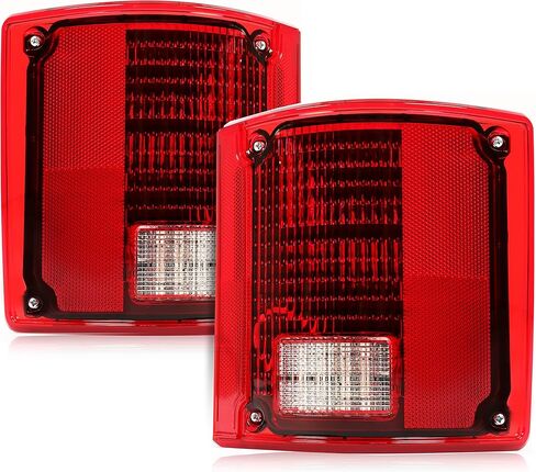 HECASA LED الذيل ضوء متوافق مع 1975-1986 تشيفي شيفروليه C10 الذيل مصباح عدسة حمراء بلاستيكية ث / LED ضوء واستبدال زوج الأسلاك لCTL7387LED-L CTL7387LED-R in Saudi Arabia