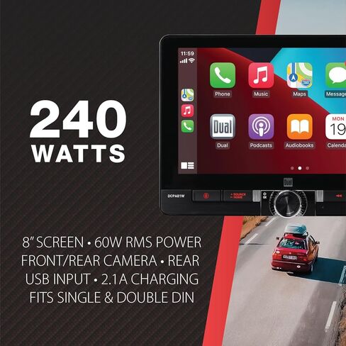 Dual Electronics DCPA101 10.1-inch Certified Apple Carplay Android Auto with Backup Camera | Single DIN Touchscreen Car Stereo Radio | Sirius XM Ready | Built-in Bluetooth in Kuwait