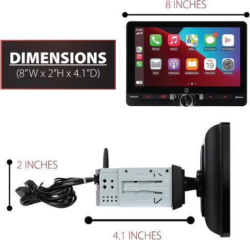 Dual Electronics DCPA101 10.1-inch Certified Apple Carplay Android Auto with Backup Camera | Single DIN Touchscreen Car Stereo Radio | Sirius XM Ready | Built-in Bluetooth in Kuwait