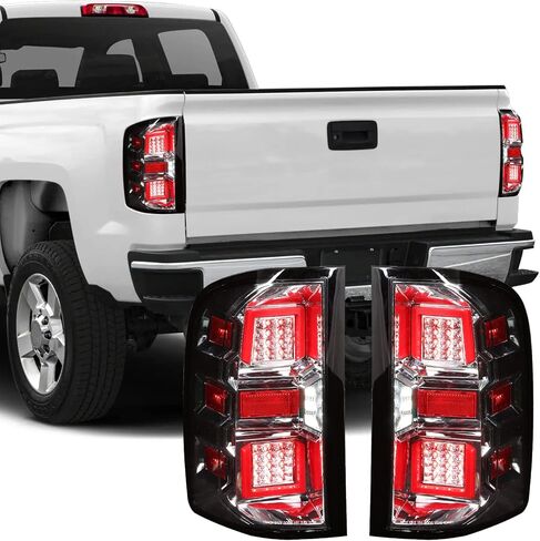 PZ LED Tail Lights Assembly Compatible for 2007-2013 Silverado 1500 2500HD 07-14 GMC Sierra Left and Right Sides Clear Lens Electroplating Cover Projector in Kuwait