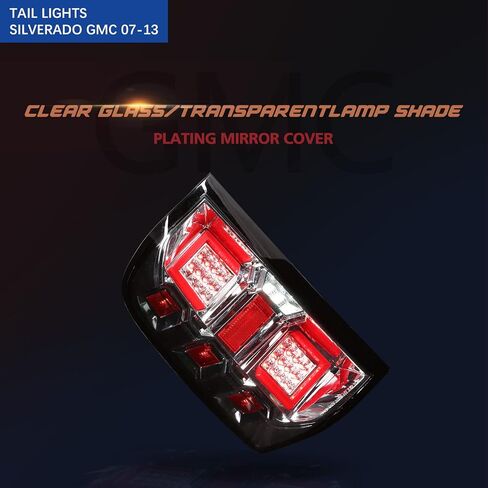 PZ LED Tail Lights Assembly Compatible for 2007-2013 Silverado 1500 2500HD 07-14 GMC Sierra Left and Right Sides Clear Lens Electroplating Cover Projector in Kuwait