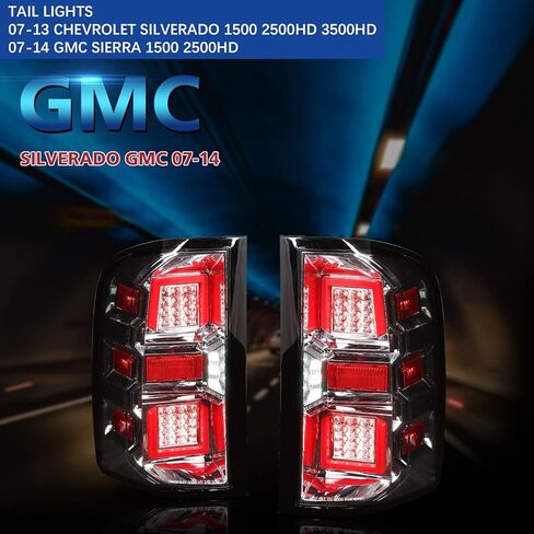 PZ LED Tail Lights Assembly Compatible for 2007-2013 Silverado 1500 2500HD 07-14 GMC Sierra Left and Right Sides Clear Lens Electroplating Cover Projector in Kuwait