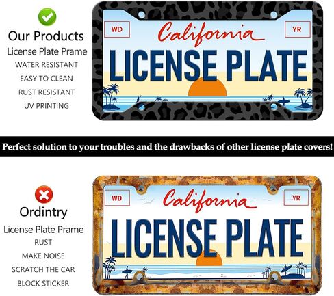 Black Leopard Cheetah Print License Plate Frames- 2 Pack Black Animal Print Aluminum Metal License Plate Frame Holder Covers, Rust-Proof Waterproof Car Decorative Tag Frames for Standard US 12x6 Inch in Saudi Arabia