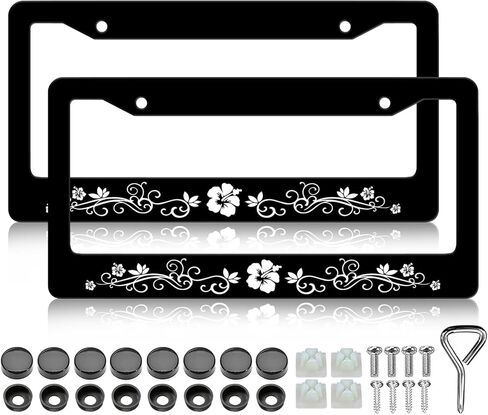 Black Leopard Cheetah Print License Plate Frames- 2 Pack Black Animal Print Aluminum Metal License Plate Frame Holder Covers, Rust-Proof Waterproof Car Decorative Tag Frames for Standard US 12x6 Inch in Saudi Arabia