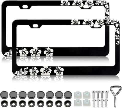 Black Leopard Cheetah Print License Plate Frames- 2 Pack Black Animal Print Aluminum Metal License Plate Frame Holder Covers, Rust-Proof Waterproof Car Decorative Tag Frames for Standard US 12x6 Inch in Saudi Arabia