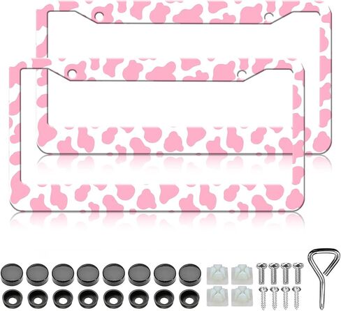 Black Leopard Cheetah Print License Plate Frames- 2 Pack Black Animal Print Aluminum Metal License Plate Frame Holder Covers, Rust-Proof Waterproof Car Decorative Tag Frames for Standard US 12x6 Inch in Saudi Arabia