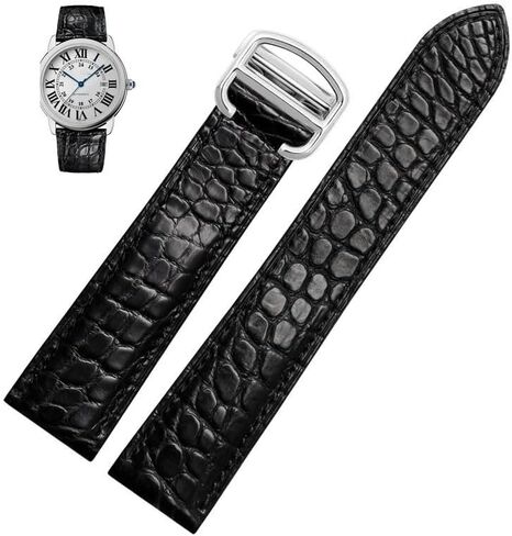 حزام ساعة جلدي لسلسلة ساعات كارتييه تانك سولو روند لندن كاليبو مع مشبك قابل للطي in Kuwait