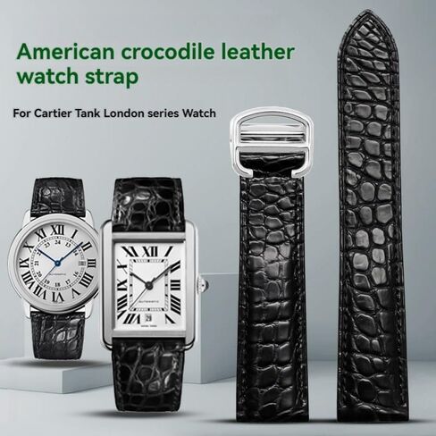 Leather Watch Strap For Cartier TANk SOLO RONDE London Kalibo Watch Chain with Folding Buckle in Saudi Arabia
