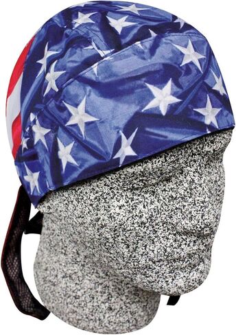 Platnium Edition Distressed USA American Flag Durag Head Wrap Biker Skull Cap with Sweatband Mesh Lined in Kuwait